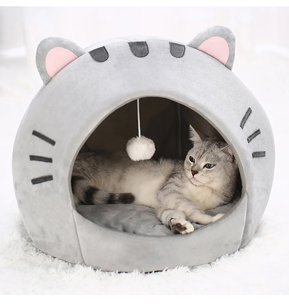 Cozy Cotton Cat Bed Warm Sleeping Cave - Smarsty