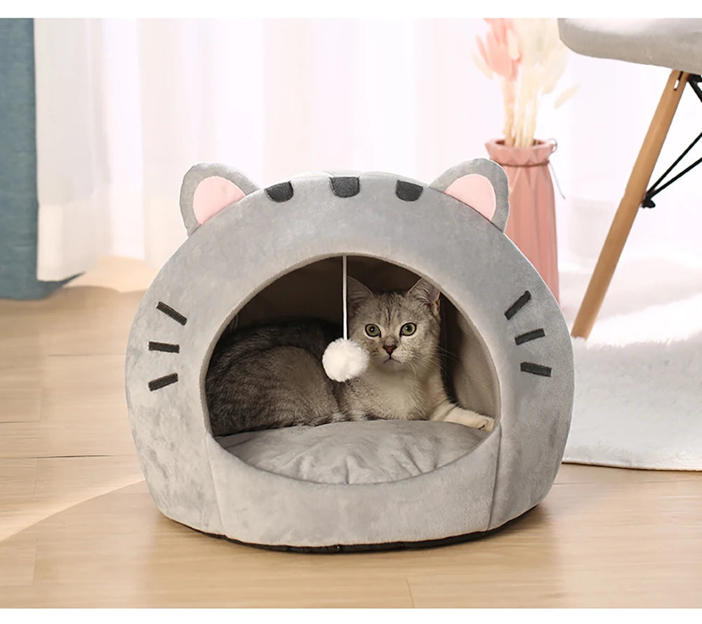 Cozy Cotton Cat Bed Warm Sleeping Cave - Smarsty