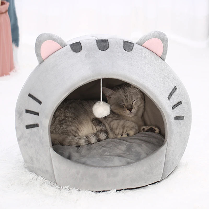 Cozy Cotton Cat Bed Warm Sleeping Cave - Smarsty