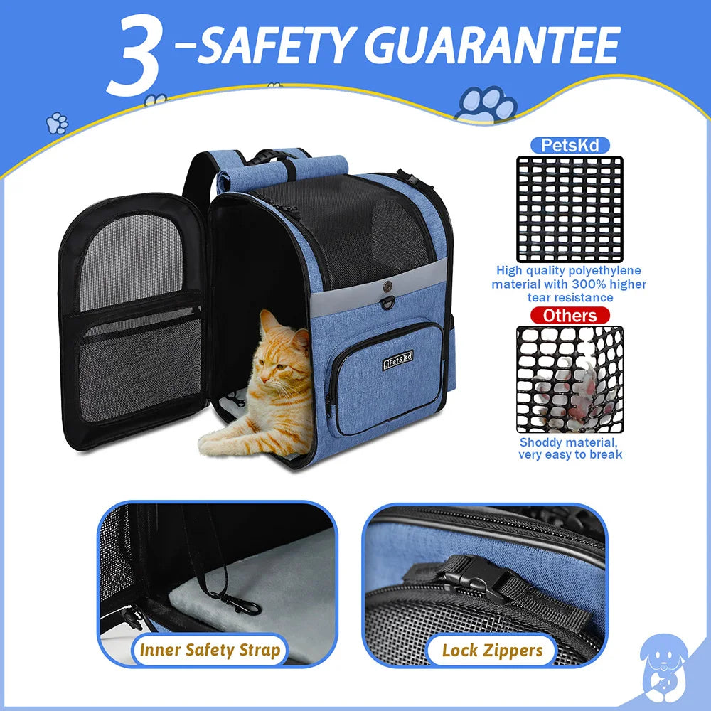 Breathable Dog Carrier Backpack with Double Doors - Smarsty