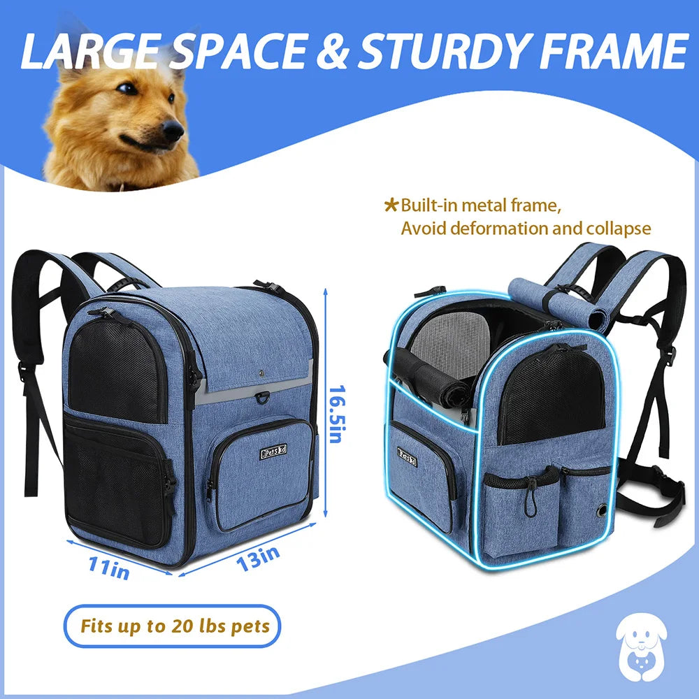 Breathable Dog Carrier Backpack with Double Doors - Smarsty