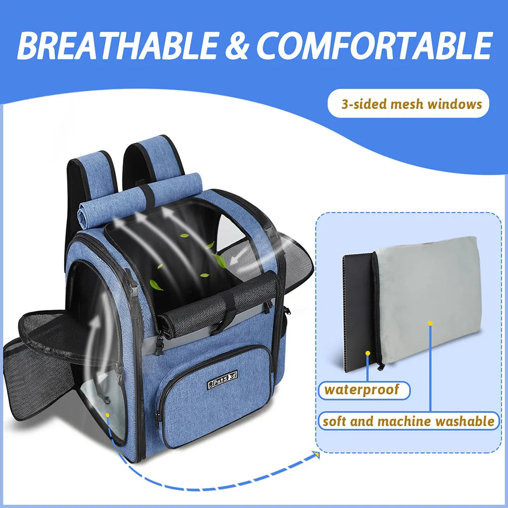 Breathable Dog Carrier Backpack with Double Doors - Smarsty