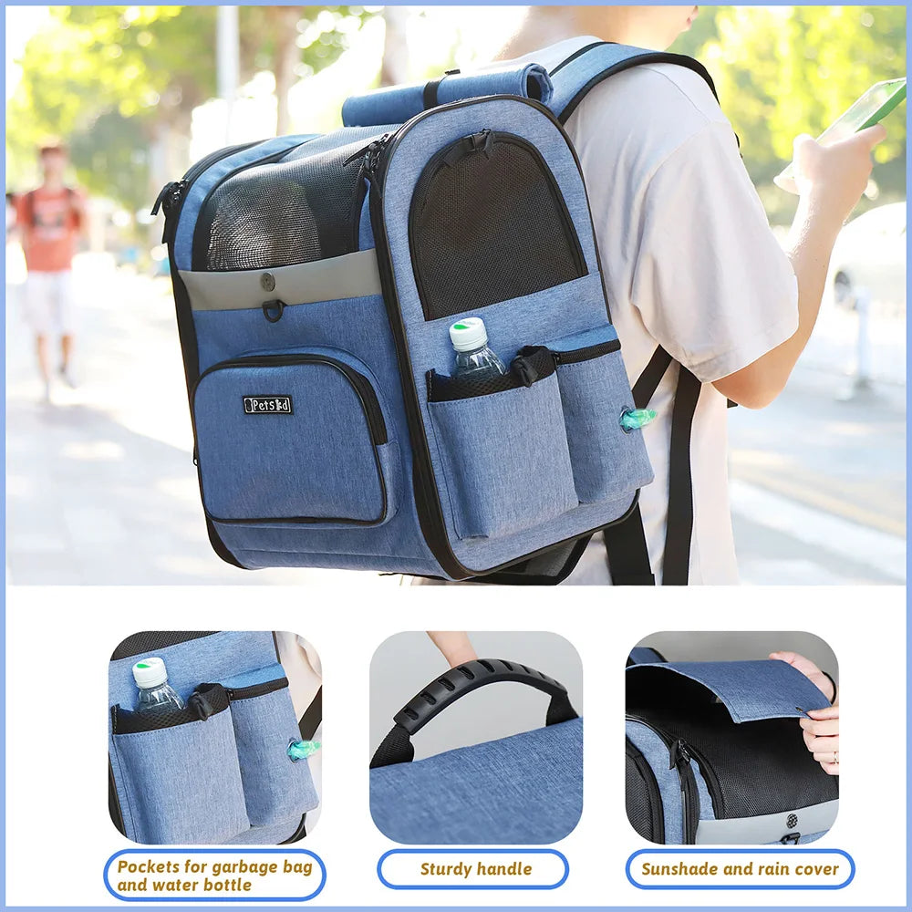 Breathable Dog Carrier Backpack with Double Doors - Smarsty