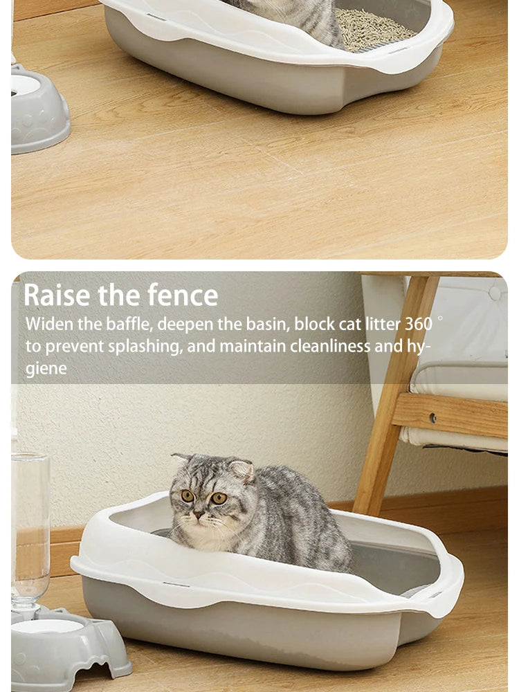 Large Semi-Enclosed Cat Litter Box With Spatter-Proof Design - Smarsty