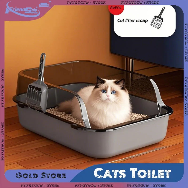 Semi-Enclosed Cat Litter Box with High Sides - Smarsty