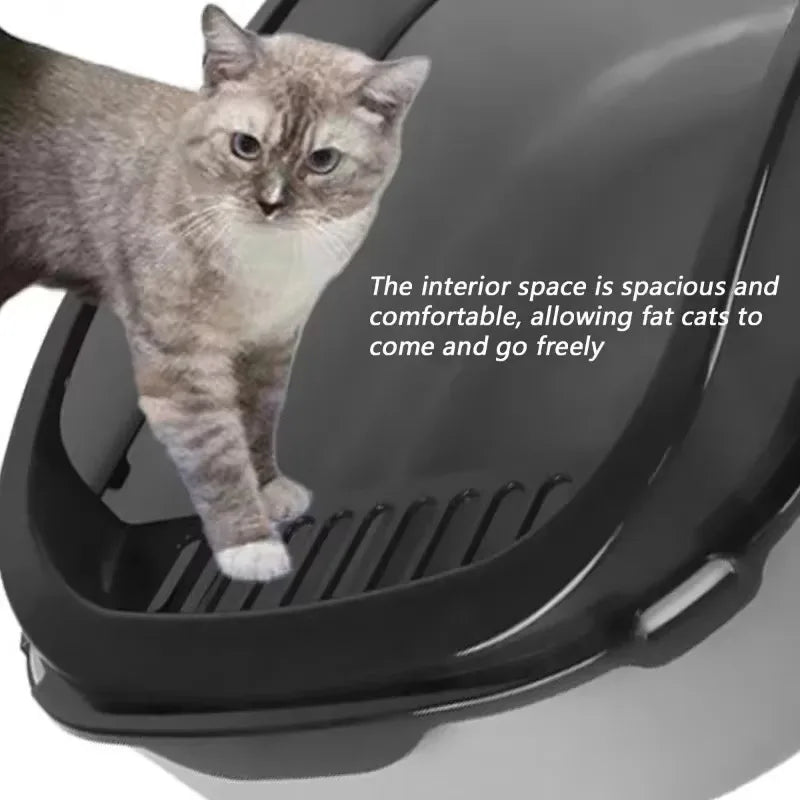Semi-Enclosed Cat Litter Box with High Sides - Smarsty