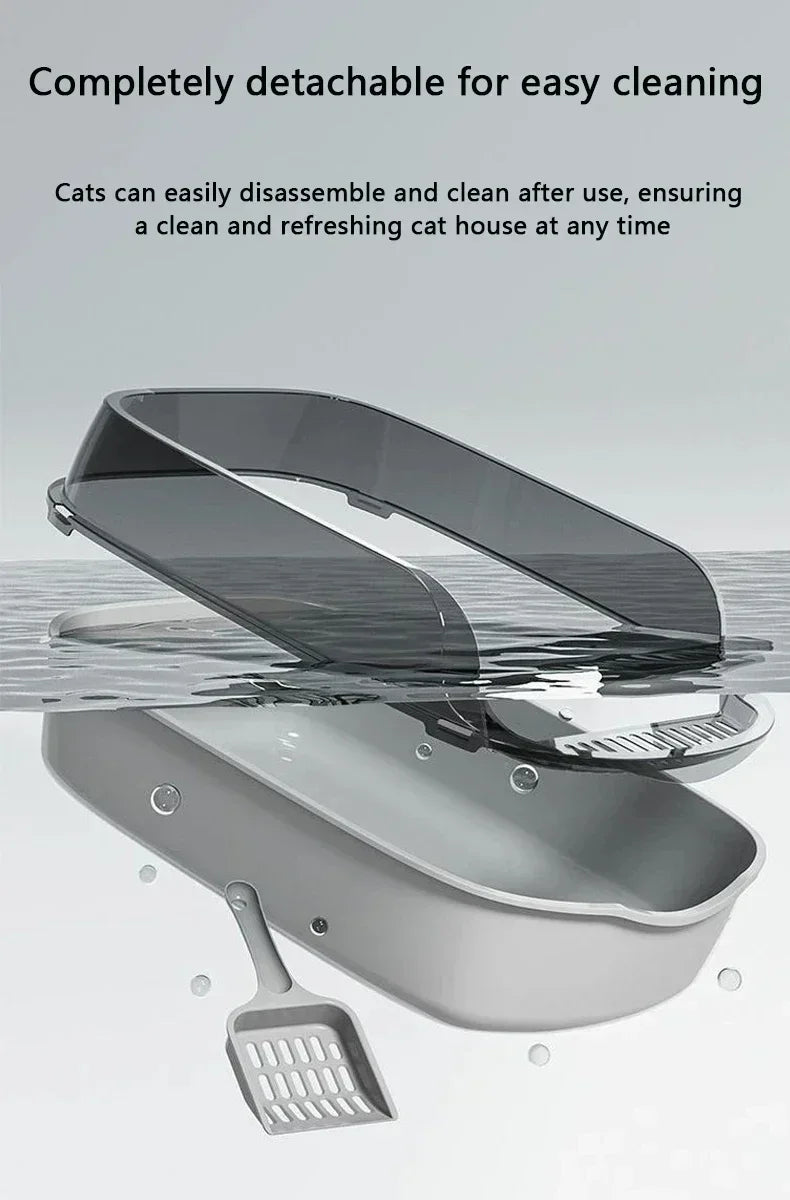 Semi-Enclosed Cat Litter Box with High Sides - Smarsty