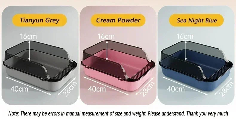 Semi-Enclosed Cat Litter Box with High Sides - Smarsty