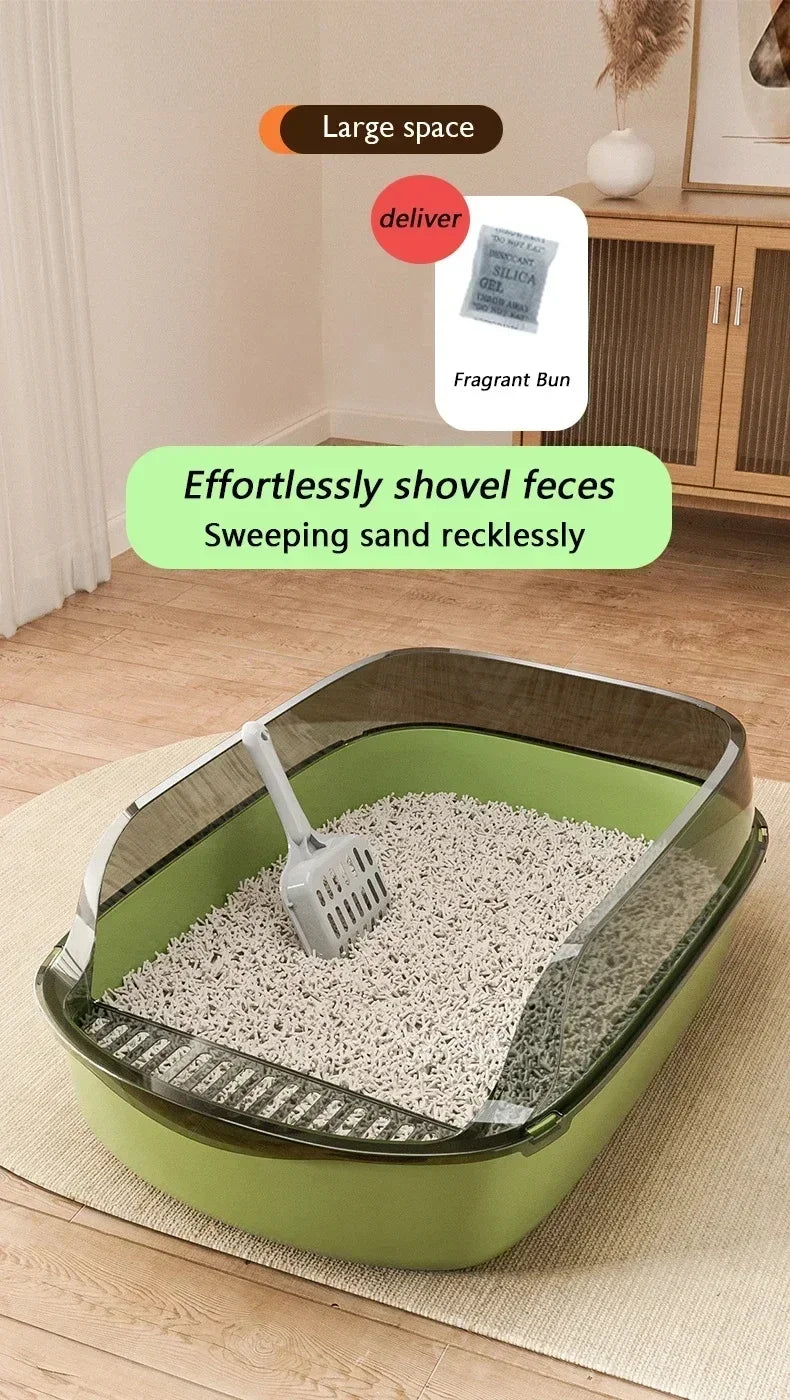 Semi-Enclosed Cat Litter Box with High Sides - Smarsty