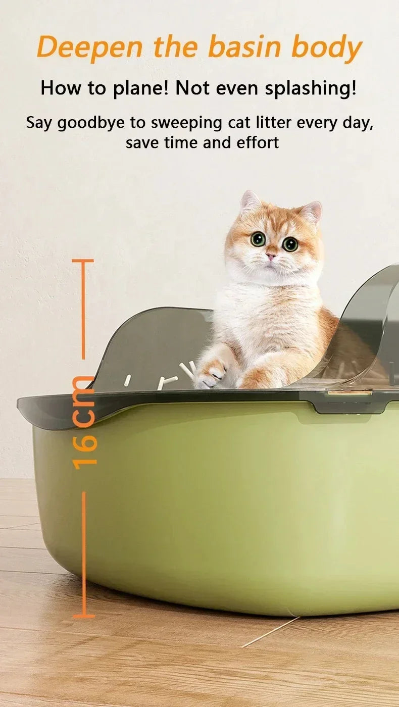 Semi-Enclosed Cat Litter Box with High Sides - Smarsty