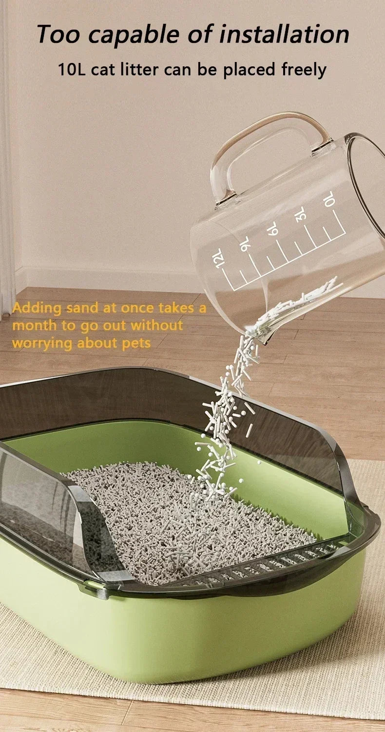 Semi-Enclosed Cat Litter Box with High Sides - Smarsty