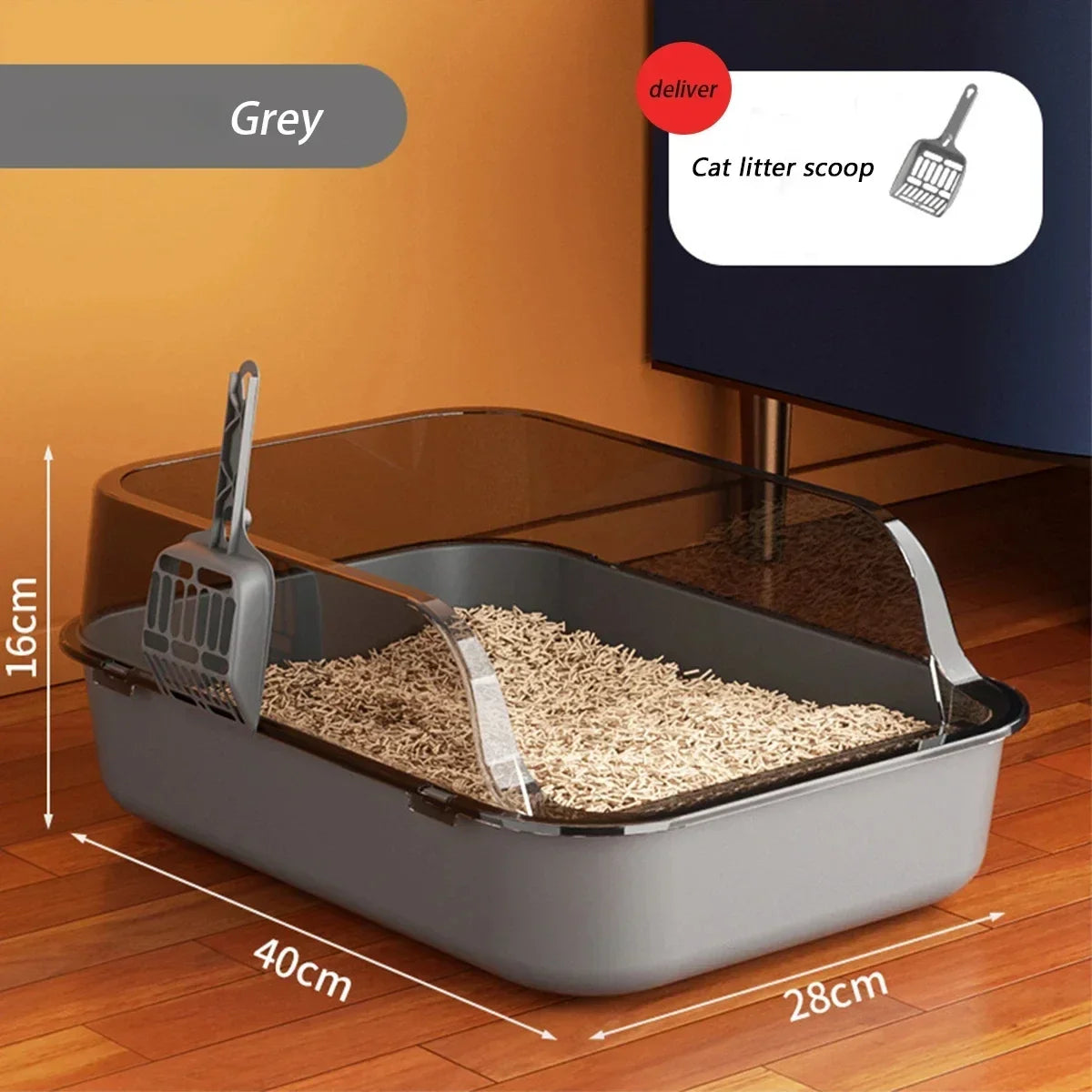 Semi-Enclosed Cat Litter Box with High Sides - Smarsty