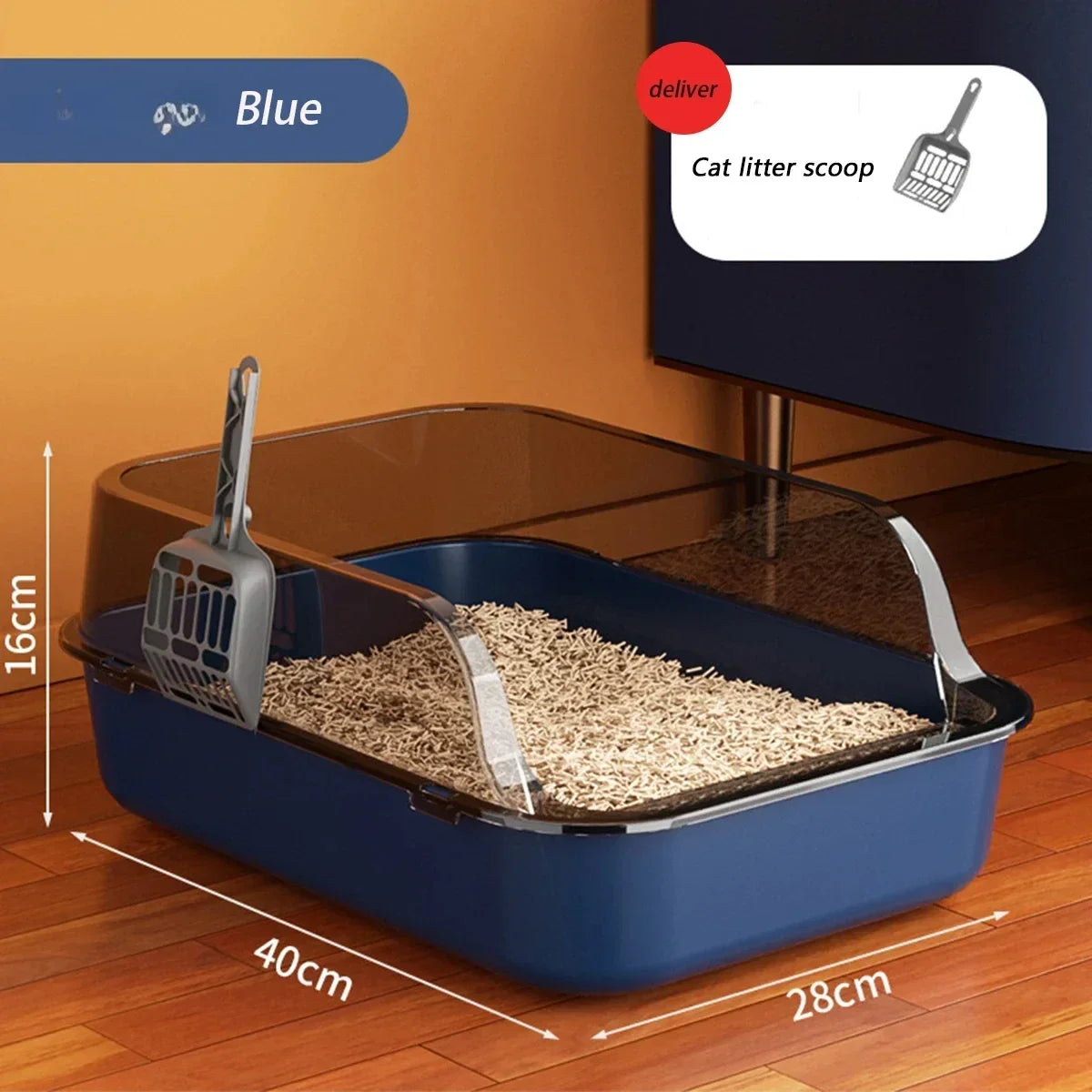 Semi-Enclosed Cat Litter Box with High Sides - Smarsty