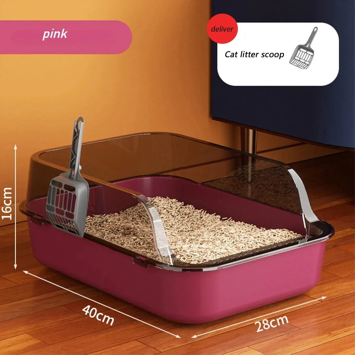 Semi-Enclosed Cat Litter Box with High Sides - Smarsty