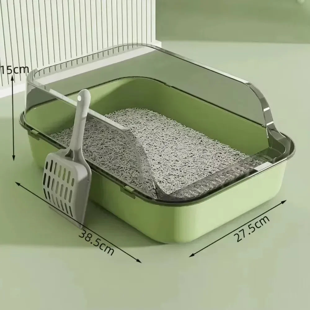 Semi-Enclosed Cat Litter Box with High Sides - Smarsty
