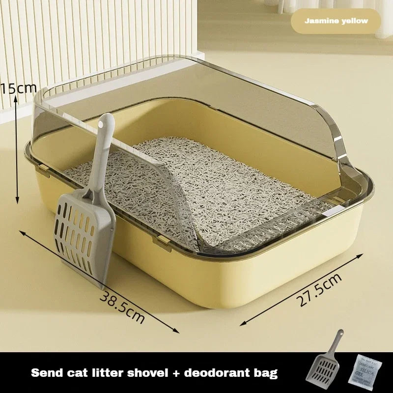 Semi-Enclosed Cat Litter Box with High Sides - Smarsty