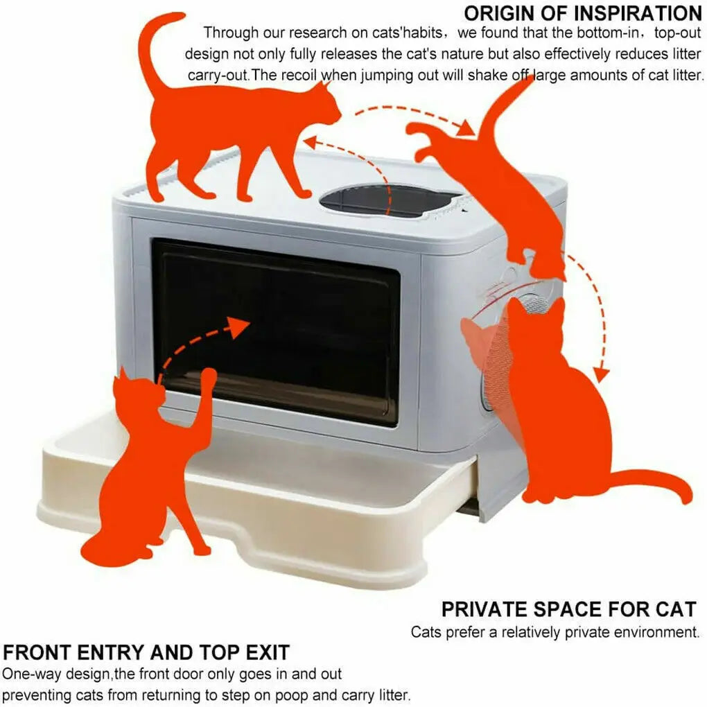Foldable Cat Litter Box with Massager Scoop - Smarsty