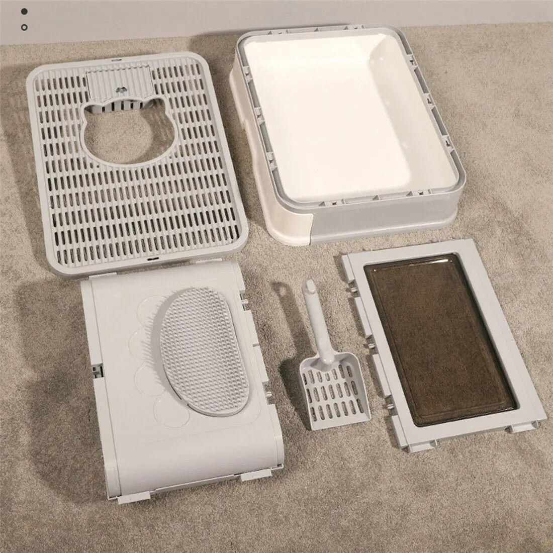 Foldable Cat Litter Box with Massager Scoop - Smarsty