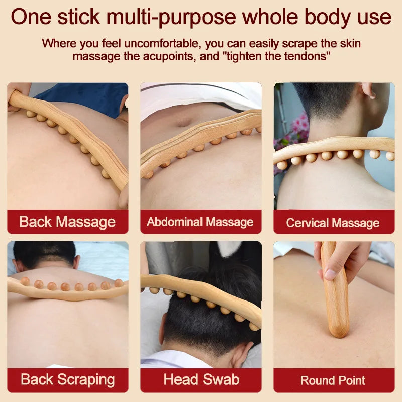 Beech Wood Back Massage Rolling Pin for Pain Relief - Smarsty