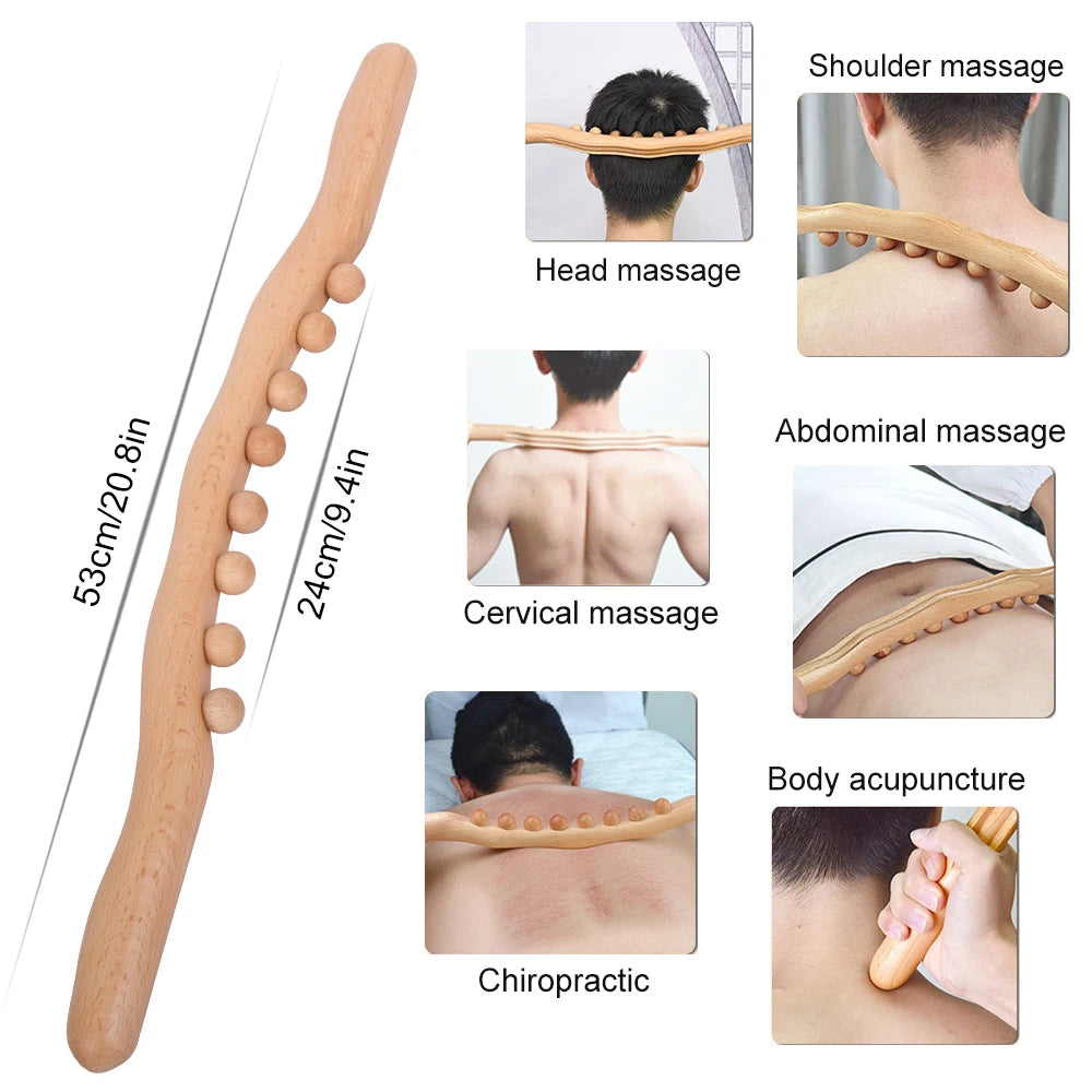 Beech Wood Back Massage Rolling Pin for Pain Relief - Smarsty