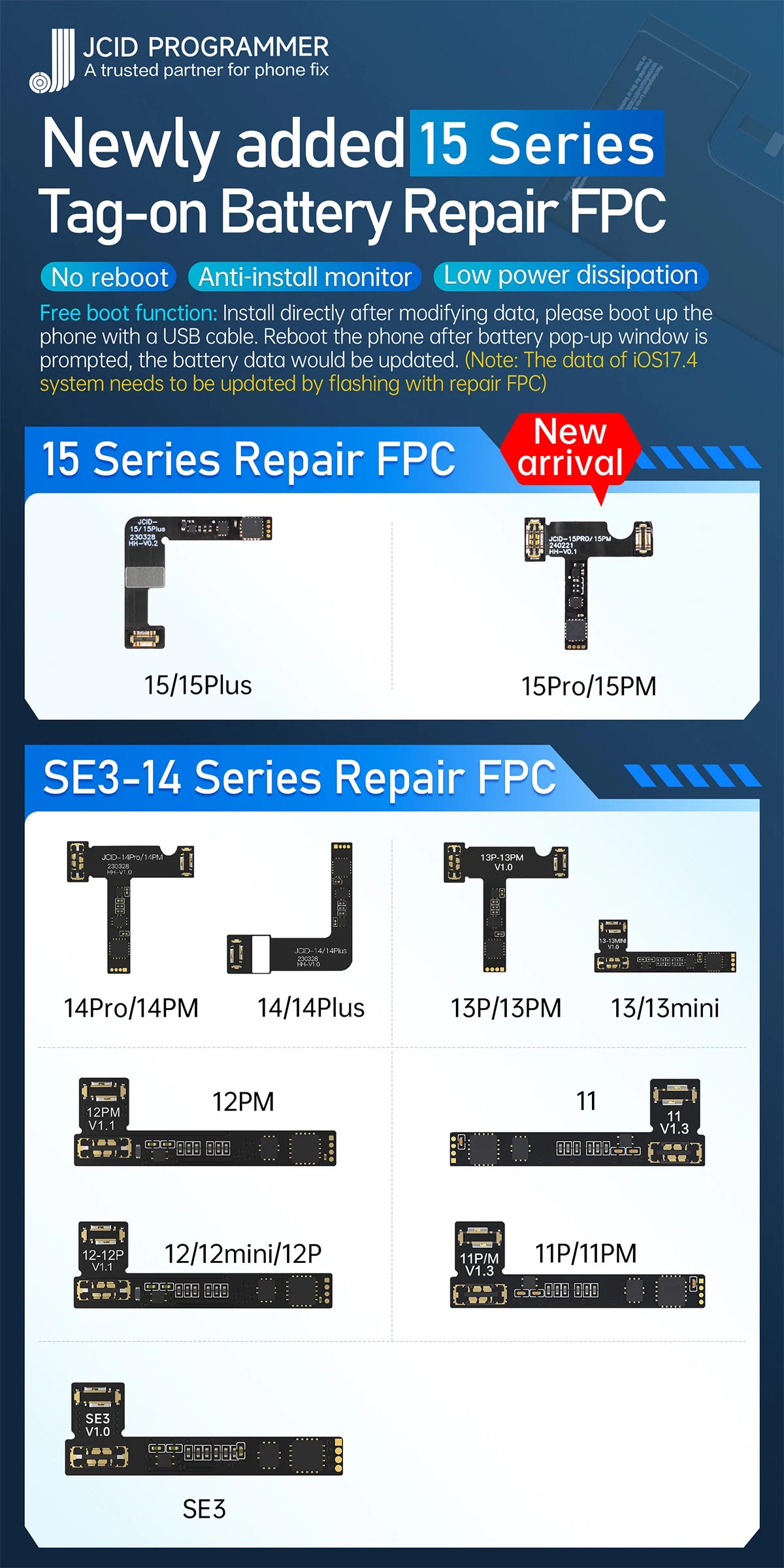 JC V1SE Battery Repair Flex Cable for iPhone Models - Smarsty