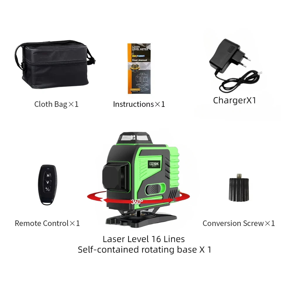 Professional Self-Leveling Green Laser Level 16 Lines - Smarsty