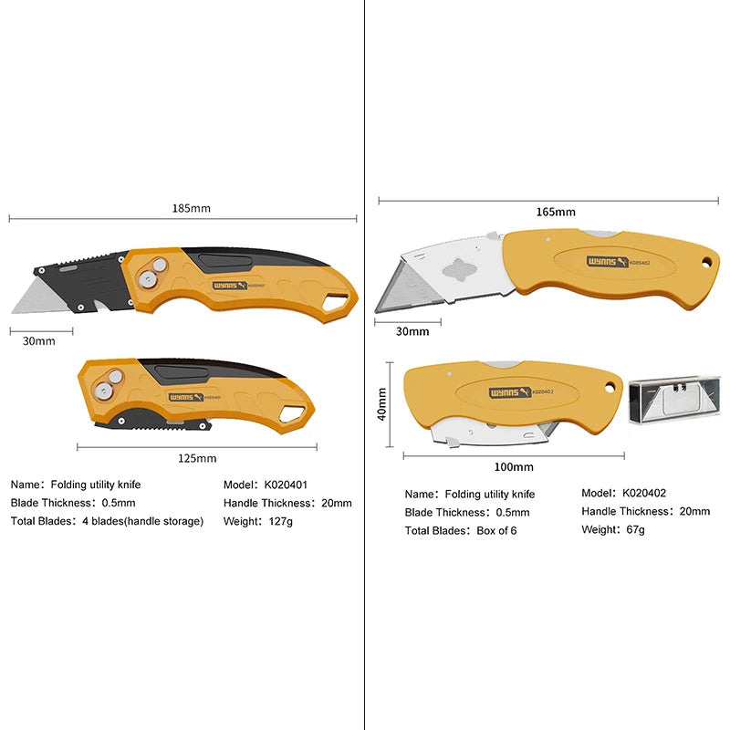WYNNS Heavy Duty Folding Utility Knife with Quick Change Blades - Smarsty