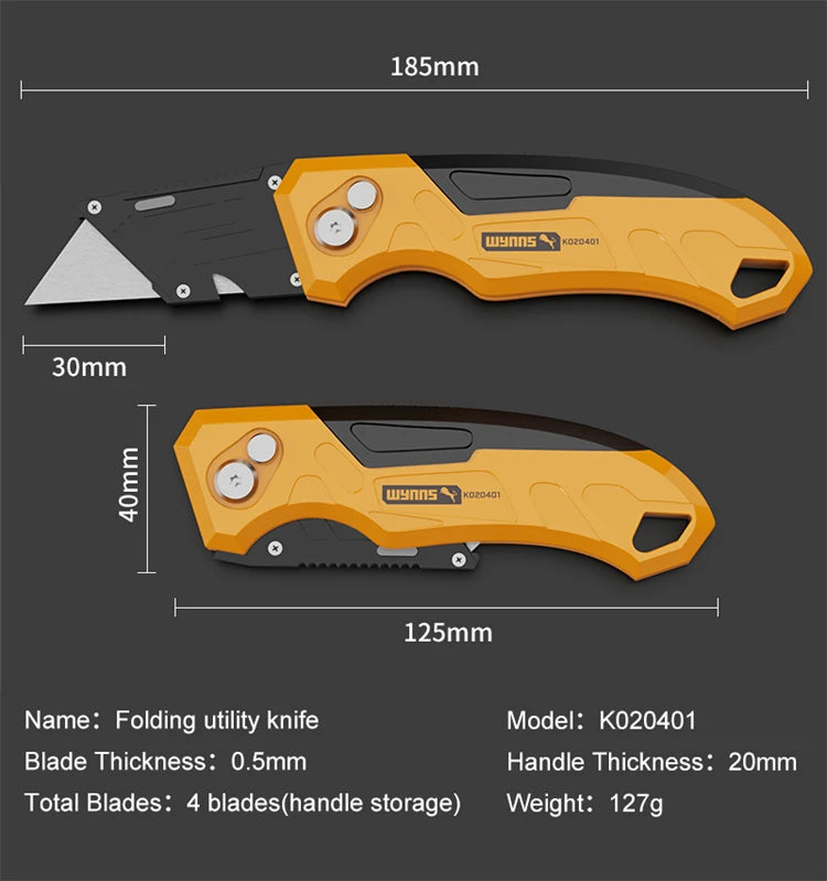 WYNNS Heavy Duty Folding Utility Knife with Quick Change Blades - Smarsty
