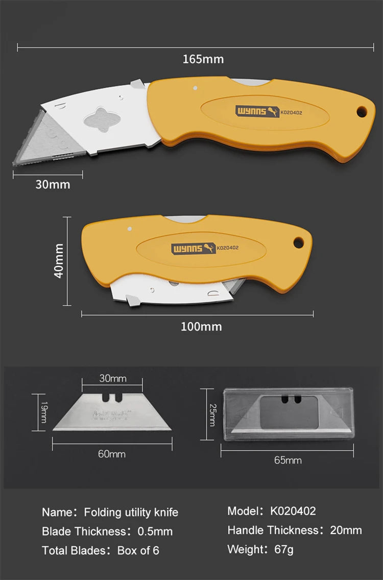 WYNNS Heavy Duty Folding Utility Knife with Quick Change Blades - Smarsty