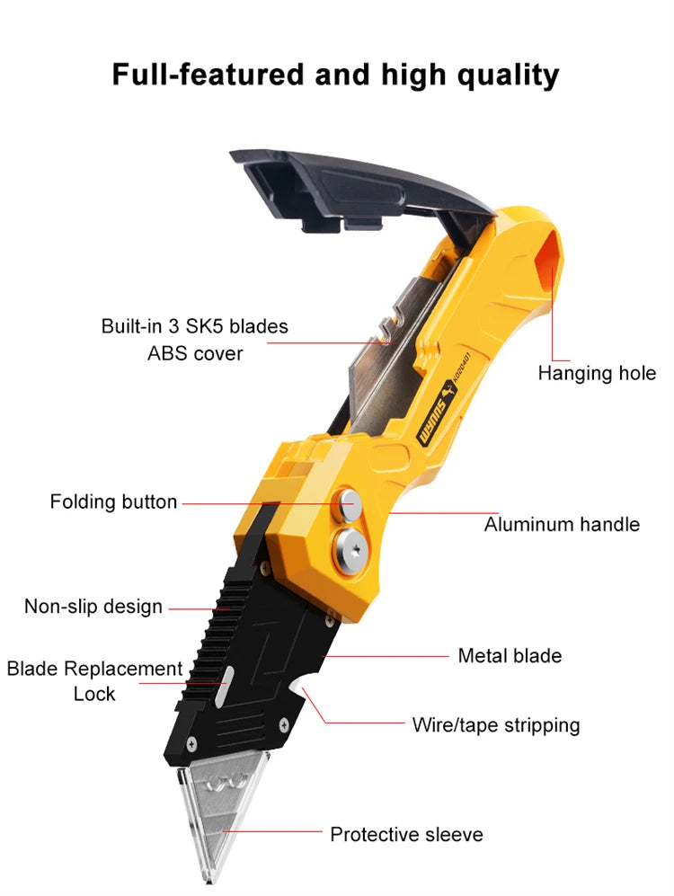 WYNNS Heavy Duty Folding Utility Knife with Quick Change Blades - Smarsty