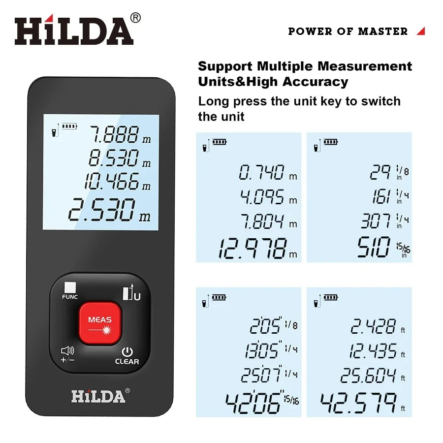 HILDA Laser Rangefinder Precision Measuring Tool 50M 100M 120M - Smarsty