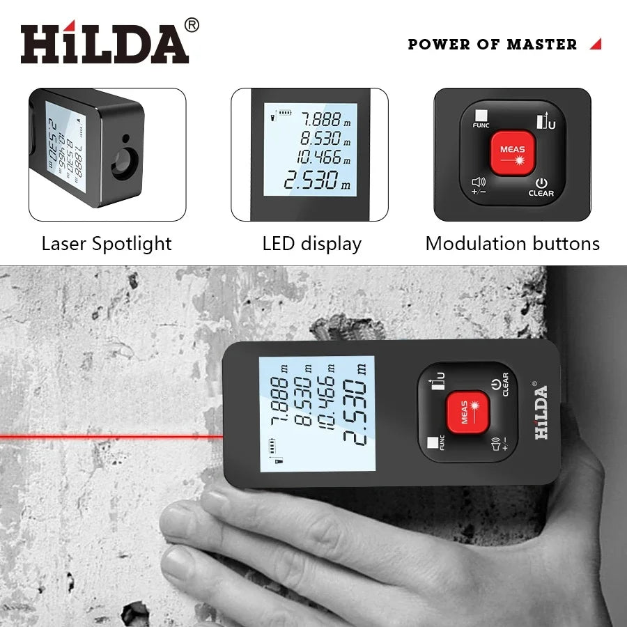 HILDA Laser Rangefinder Precision Measuring Tool 50M 100M 120M - Smarsty