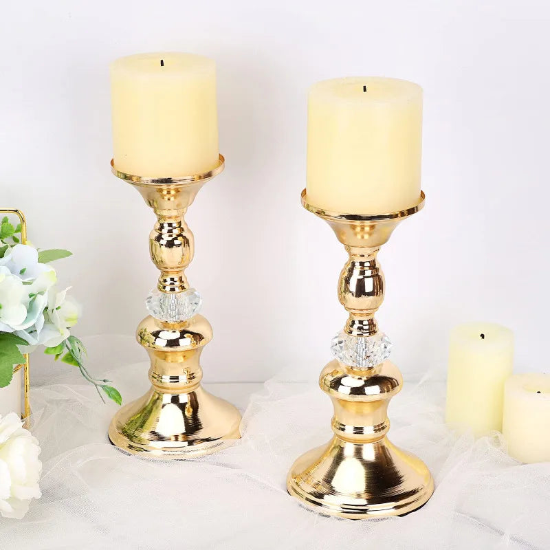 Elegant Gold Metal Pillar Candle Holders for Home Decor - Smarsty