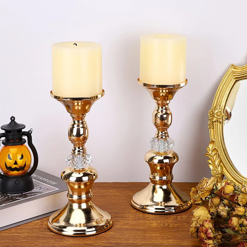 Elegant Gold Metal Pillar Candle Holders for Home Decor - Smarsty