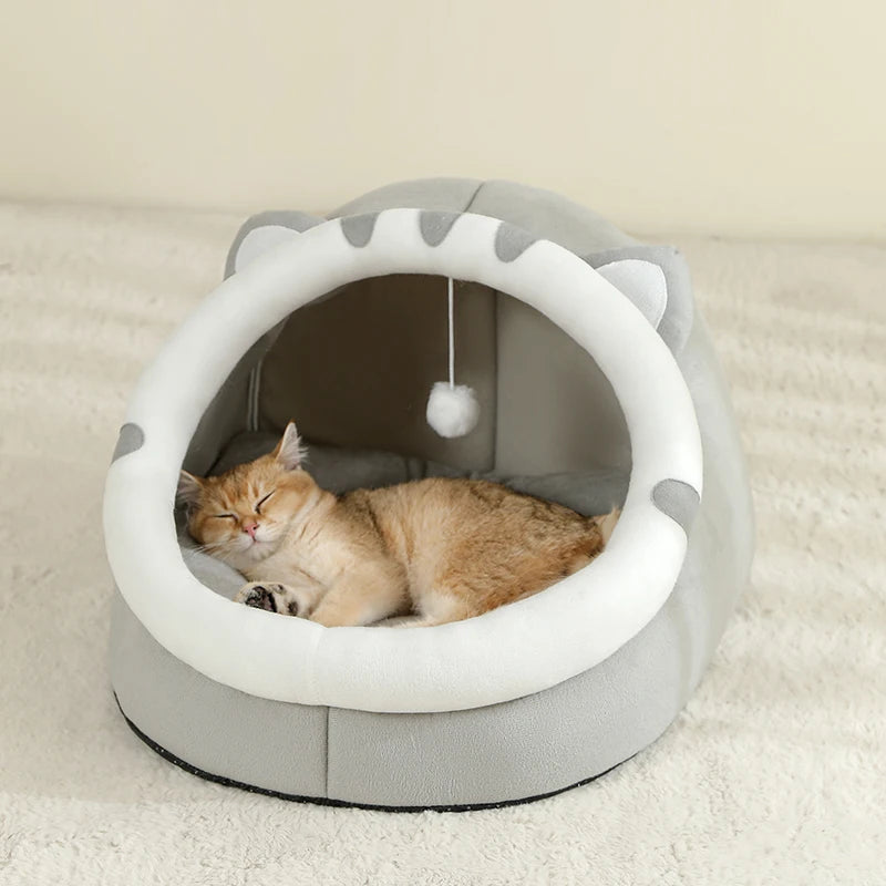 Cozy Cotton Cat Bed Warm Sleeping Cave - Smarsty