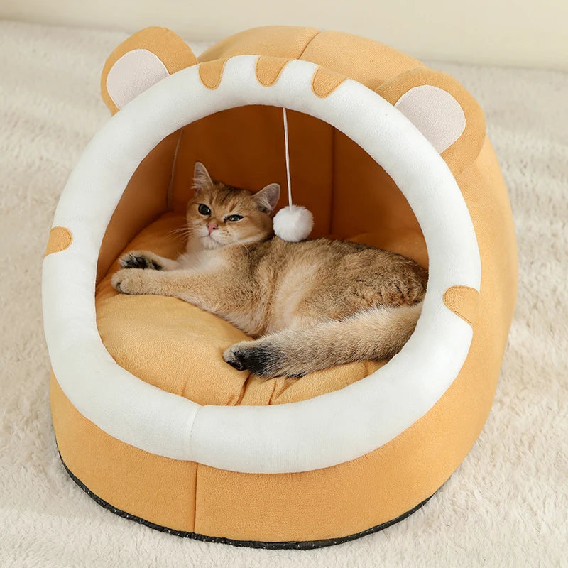 Cozy Cotton Cat Bed Warm Sleeping Cave - Smarsty