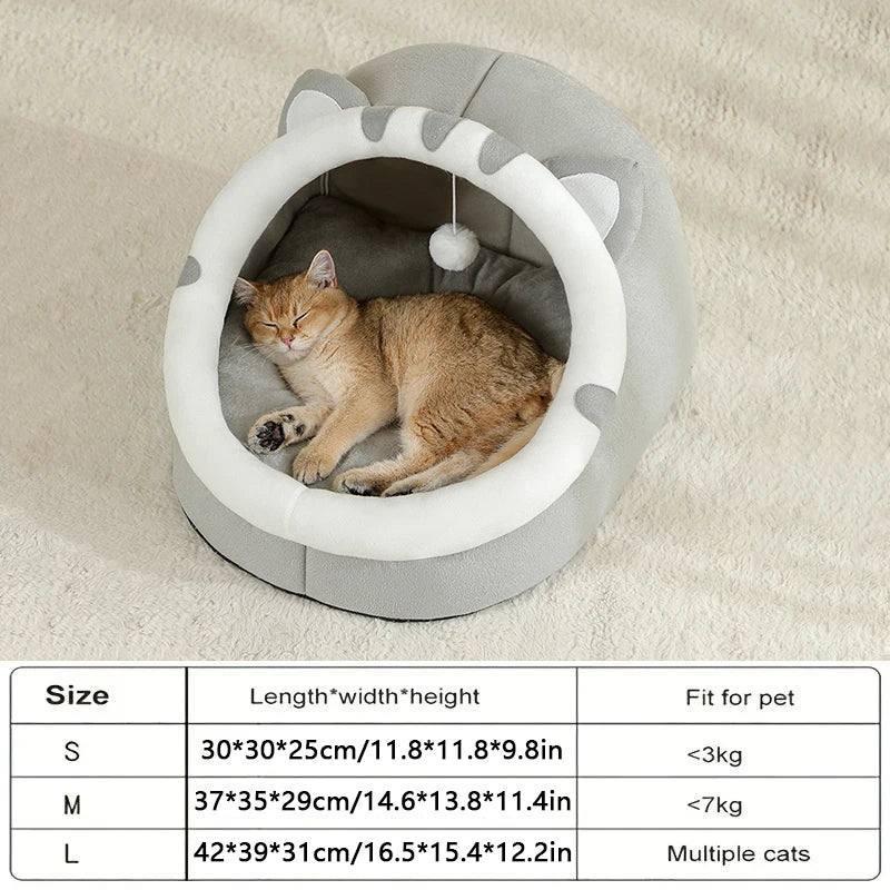 Cozy Cotton Cat Bed Warm Sleeping Cave - Smarsty