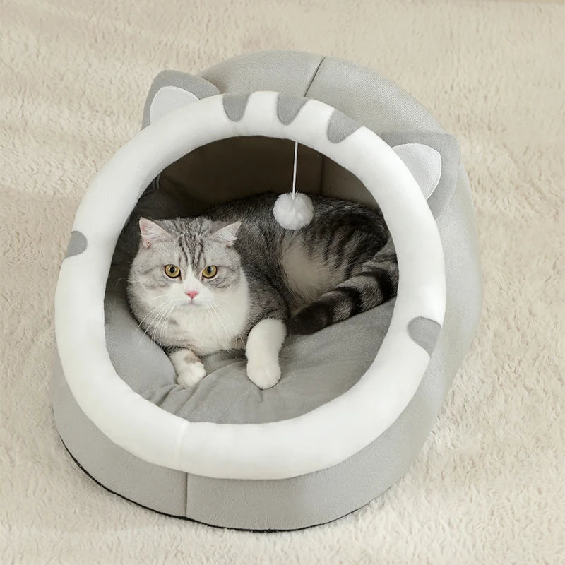 Cozy Cotton Cat Bed Warm Sleeping Cave - Smarsty