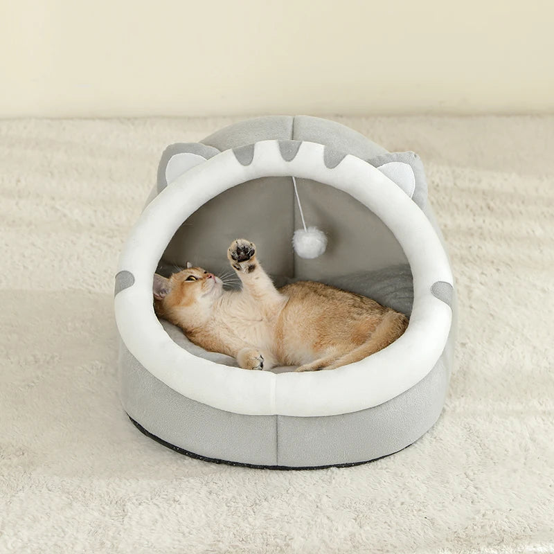 Cozy Cotton Cat Bed Warm Sleeping Cave - Smarsty