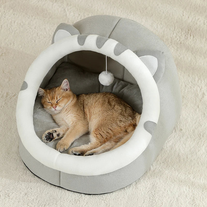 Cozy Cotton Cat Bed Warm Sleeping Cave - Smarsty