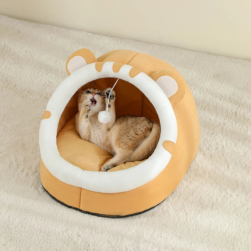 Cozy Cotton Cat Bed Warm Sleeping Cave - Smarsty