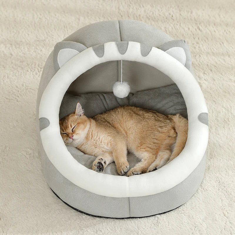 Cozy Cotton Cat Bed Warm Sleeping Cave - Smarsty