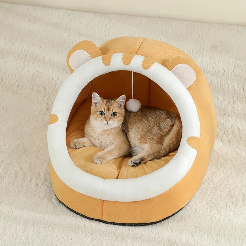 Cozy Cotton Cat Bed Warm Sleeping Cave - Smarsty
