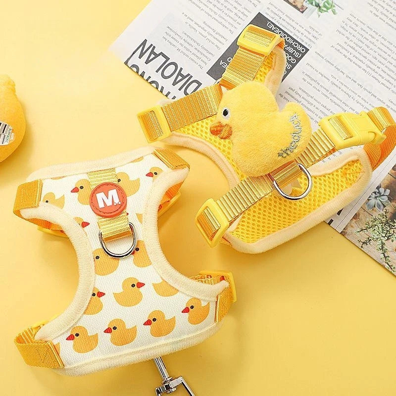 Adjustable Cartoon Duck Dog Harness and Leash Set - Smarsty