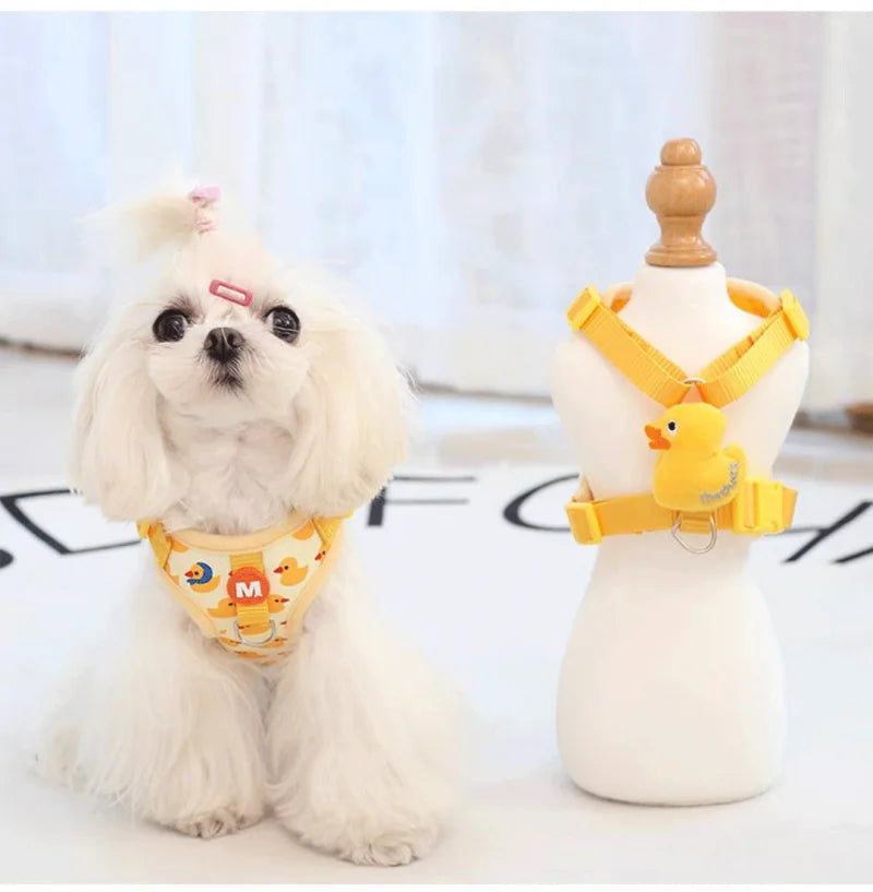 Adjustable Cartoon Duck Dog Harness and Leash Set - Smarsty