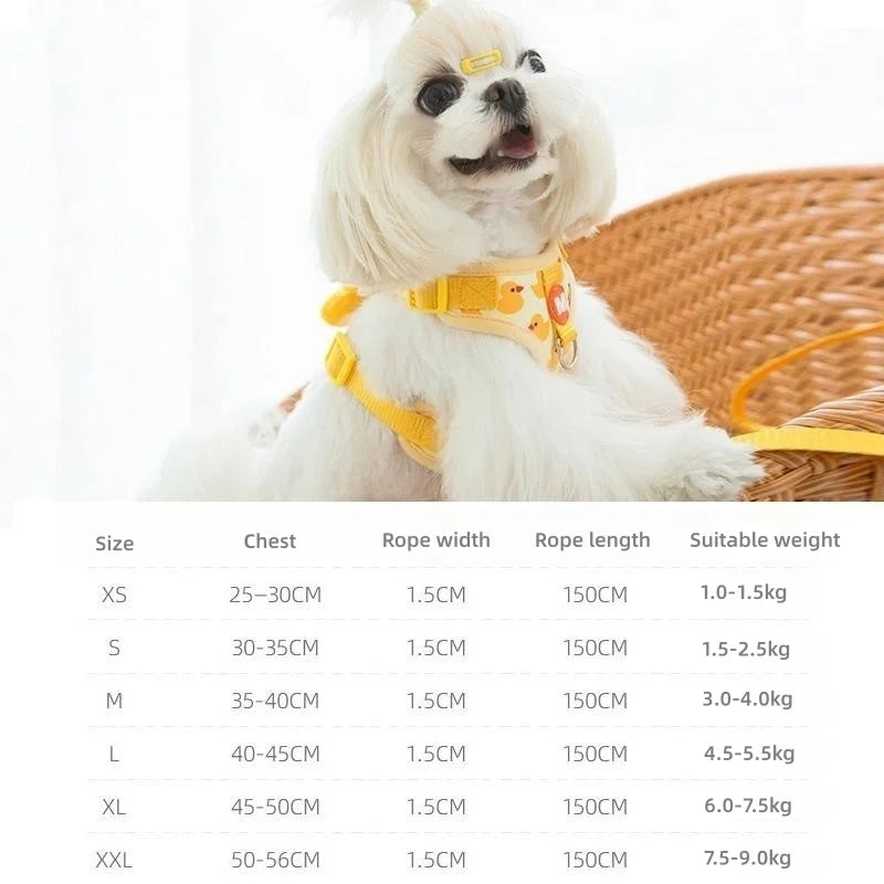 Adjustable Cartoon Duck Dog Harness and Leash Set - Smarsty