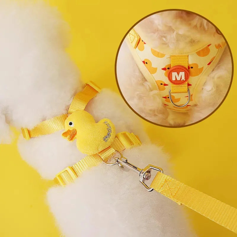 Adjustable Cartoon Duck Dog Harness and Leash Set - Smarsty
