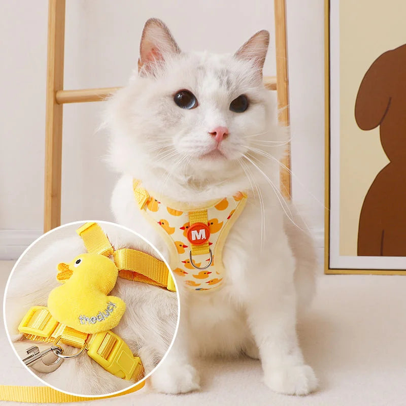 Adjustable Cartoon Duck Dog Harness and Leash Set - Smarsty
