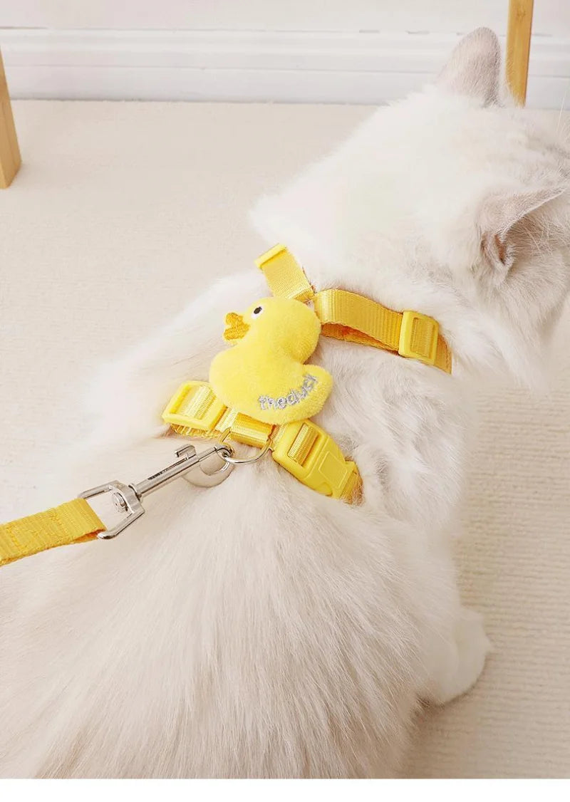 Adjustable Cartoon Duck Dog Harness and Leash Set - Smarsty