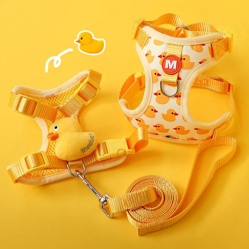 Adjustable Cartoon Duck Dog Harness and Leash Set - Smarsty